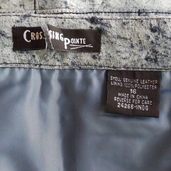 new CROSSING POINTE Patchwork Suede Skirt, 33" Waist, Light Blue, Satin lined - Picture 6 of 13